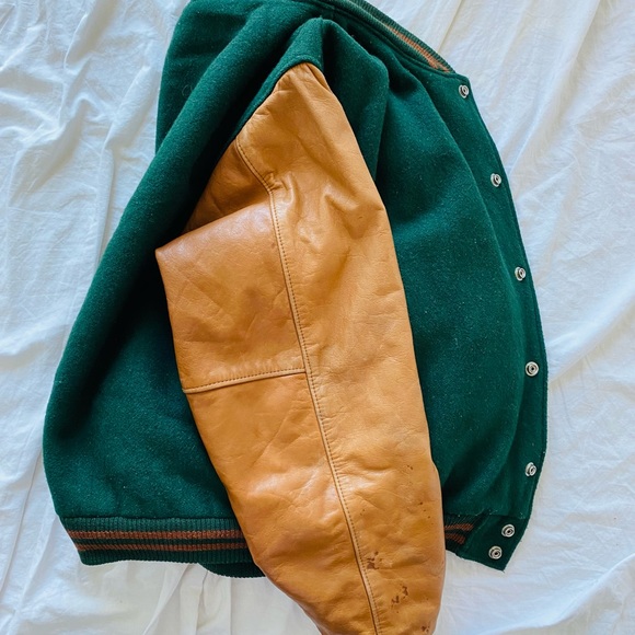 Golden Bear: Forest/Brown Varsity Jacket - Picture 3 of 3